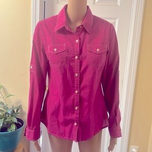 Tommy Hilfiger raspberry pink Button-Down Collared Shirt Size Medium
